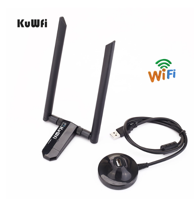 KuWfi 1200Mbps Wireless USB Network Card USB3.0 Dual Band 2.4G&amp;5.8G Wifi Receiver&amp;Wireless Adapter for PC With 2Pcs Antennas