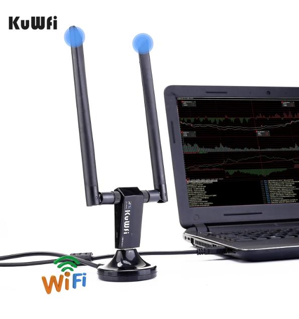 KuWFi mini USB3.0 Wifi Adapter 1200Mbps 5dBi Antenna PC USB Wi-fi Receiver Dual Band High Speed Wireless Network Card