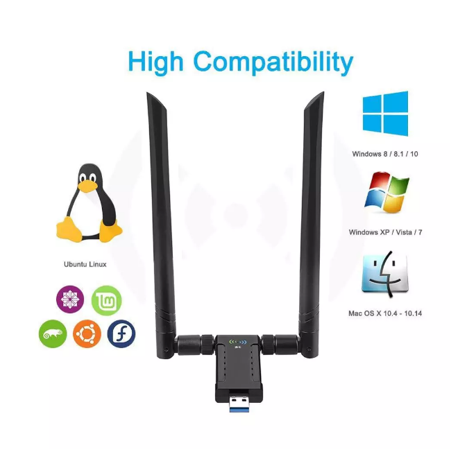 KuWFi 1900Mbps USB Wifi Adapter Dual Band 5dBi Wifi Antenna USB3.0 Wireless Network Card for PC Desktop Lapt