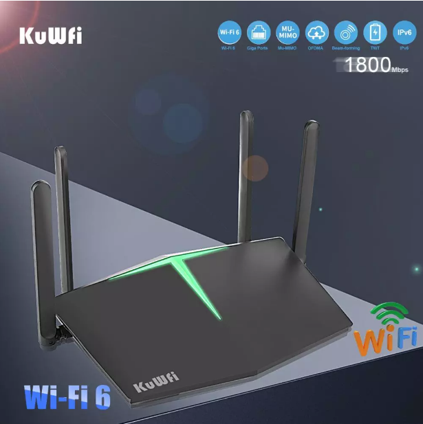 WiFi 6 Router 1800Mbps Smart Dual Band WiFi 6 802.11ax Wireless Gaming Routers with 4 Gigabit Port for Home Office New 128Users