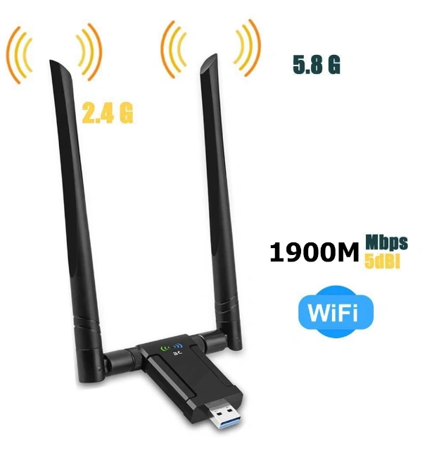 KuWFi 1900Mbps USB Wifi Adapter Dual Band 5dBi Wifi Antenna USB3.0 Wireless Network Card for PC Desktop Lapt