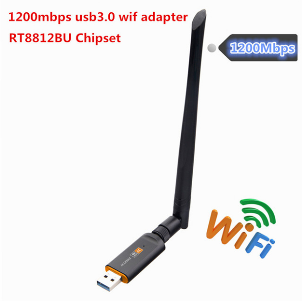 KuWfi 1200Mbps Wireless USB Network Card USB3.0 Dual Band 2.4G&amp;5.8G Wifi Receiver&amp;Wireless Adapter for PC With 2Pcs Antennas