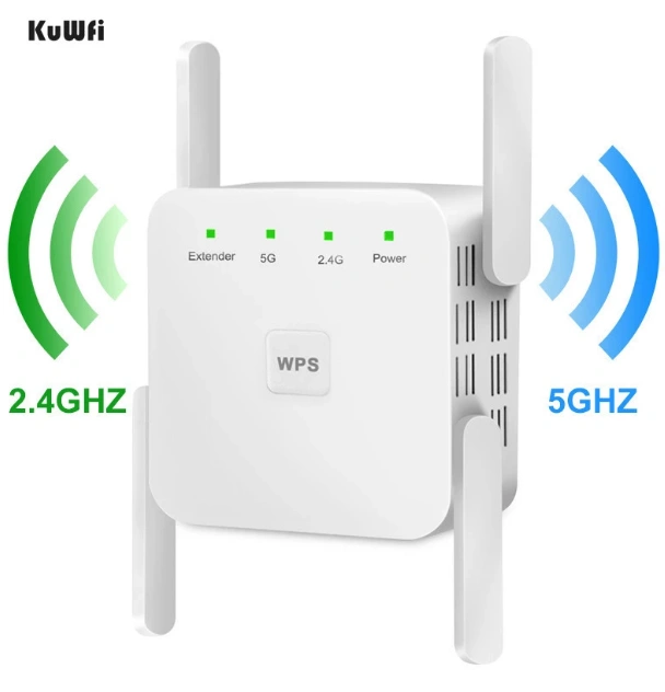 KuWfi Wireless Wifi Repeater WiFi Extender 2.4G 5G AP Router WiFi Amplifier Signal Repeater support windows xp /win10 mac os etc