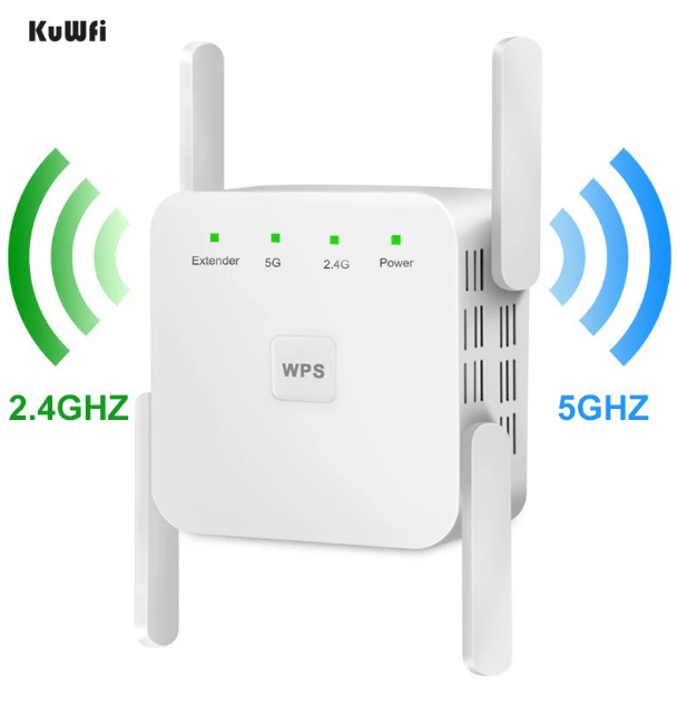 KuWfi Wireless Wifi Repeater WiFi Extender 2.4G 5G AP Router WiFi Amplifier Signal Repeater support windows xp /win10 mac os etc