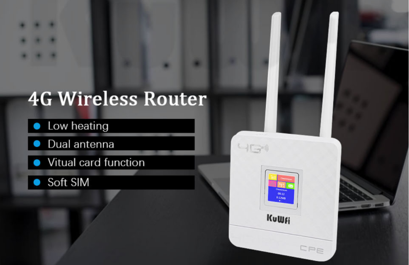 KuWfi 4G Sim Card Wifi Router CAT4 150Mbps Wireless CPE Router 4G LTE FDD/TDD Unlock Router With External Antennas WAN/LAN RJ45