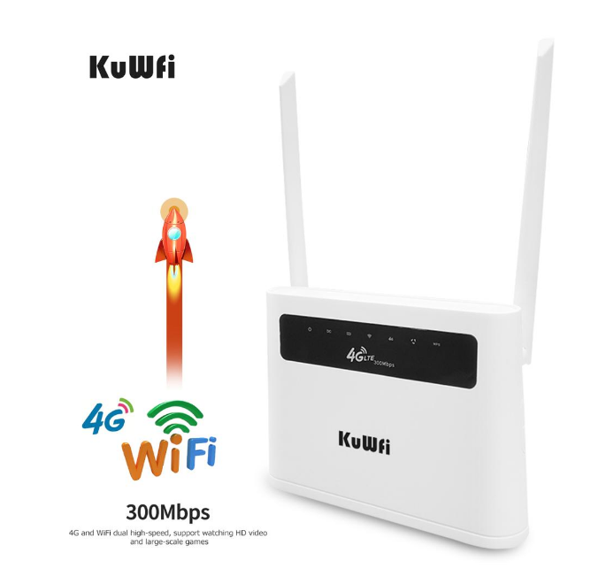 KuWFi 4G Router Unlocked 4G SIM Card Wifi Router CAT4 150Mbps Built-in Battery Wireless CPE Support 32 Users&amp;RJ45 Lan Ports