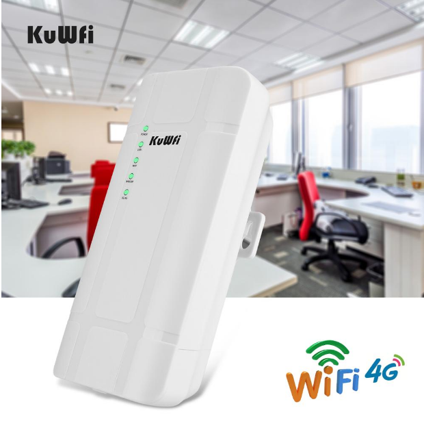 KuWFi Outdoor 4G LTE Router High Power 300Mbps Wireless CPE Router CAT4 3G/4G SIM WiFi Router for IP Camera With 24V POE Adapter