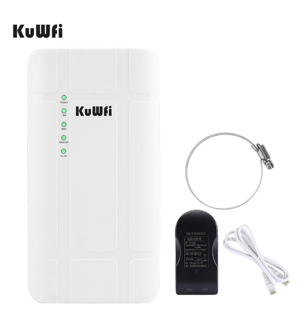 KuWFi Outdoor 4G LTE Router High Power 300Mbps Wireless CPE Router CAT4 3G/4G SIM WiFi Router for IP Camera With 24V POE Adapter