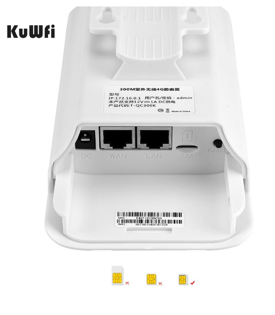 KuWFi Outdoor 4G LTE Router High Power 300Mbps Wireless CPE Router CAT4 3G/4G SIM WiFi Router for IP Camera With 24V POE Adapter