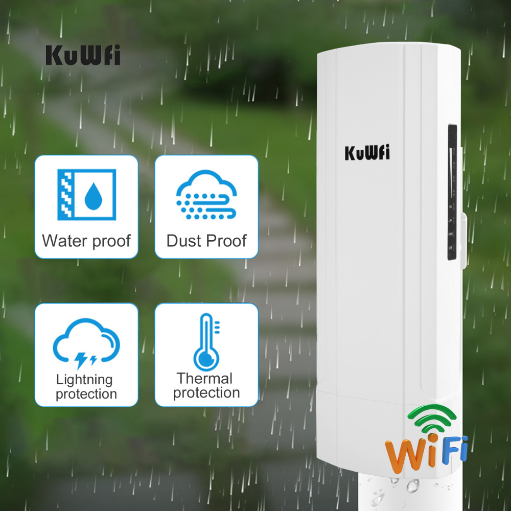 KuWFi Gigabit Wireless Outdoor Router 5.8G Wave2 WIFI Repeater WIFI Bridge Point to Point 5KM Extender 14dBi Antenna 48V POE