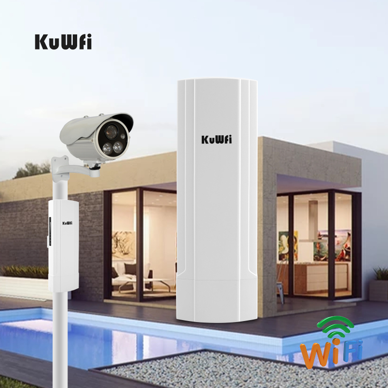 KuWFi Gigabit Wireless Outdoor Router 5.8G Wave2 WIFI Repeater WIFI Bridge Point to Point 5KM Extender 14dBi Antenna 48V POE