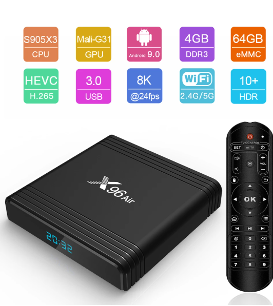 X96AIR Android 9.0 Mini TV BOX Amlogic S905X3 Quad Core 2.4G/5G Wifi Voice Control 8K HDR Media Player Smart Set Top Box X96air