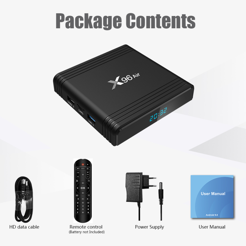 X96AIR Android 9.0 Mini TV BOX Amlogic S905X3 Quad Core 2.4G/5G Wifi Voice Control 8K HDR Media Player Smart Set Top Box X96air