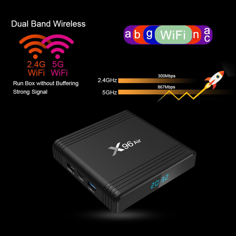 X96AIR Android 9.0 Mini TV BOX Amlogic S905X3 Quad Core 2.4G/5G Wifi Voice Control 8K HDR Media Player Smart Set Top Box X96air