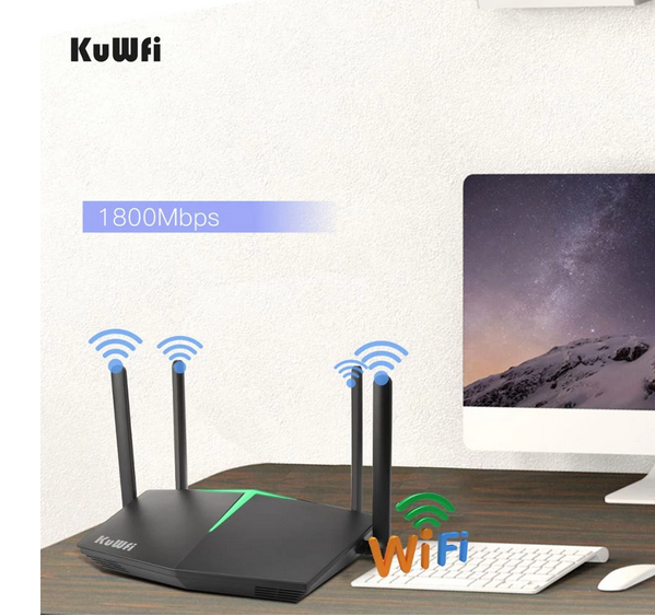 WiFi 6 Router 1800Mbps Smart Dual Band WiFi 6 802.11ax Wireless Gaming Routers with 4 Gigabit Port for Home Office New 128Users