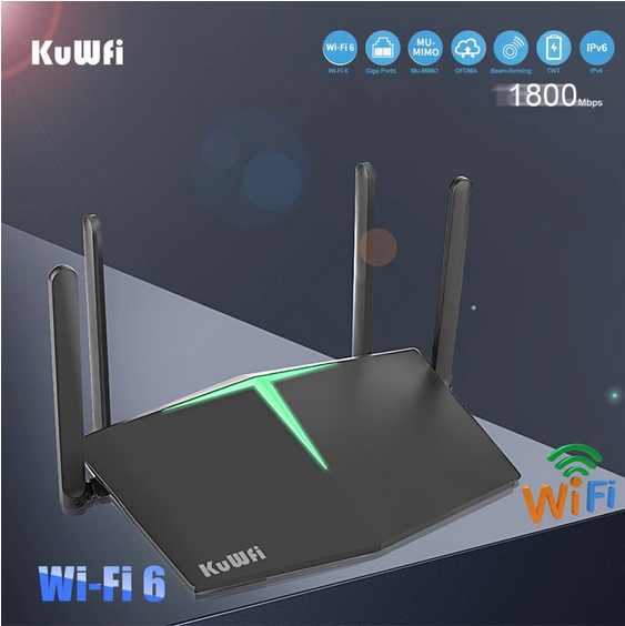 WiFi 6 Router 1800Mbps Smart Dual Band WiFi 6 802.11ax Wireless Gaming Routers with 4 Gigabit Port for Home Office New 128Users