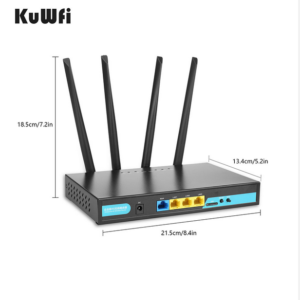 KuWFi 4G LTE Wifi Router 3G/4G SIM Card Router CAT4 150Mbps Industrial Wireless CPE 32 Wi-fi Users RJ45 External 4pcs Antennas