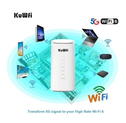 Unlocked KuWFi 5G CPE Router 5G&amp; LTE-A Coverage 802.11ax 2.5Gbps High Rate Gigabit Wi-Fi 6 Worldwide AX3600 4G WiFi Router