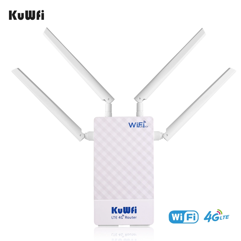 KuWFi 4G Outdoor Router 4G LTE SIM Card WiFi Router Waterproof Support Port Mapping DMZ Setting For 48V POE Switch POE Camera