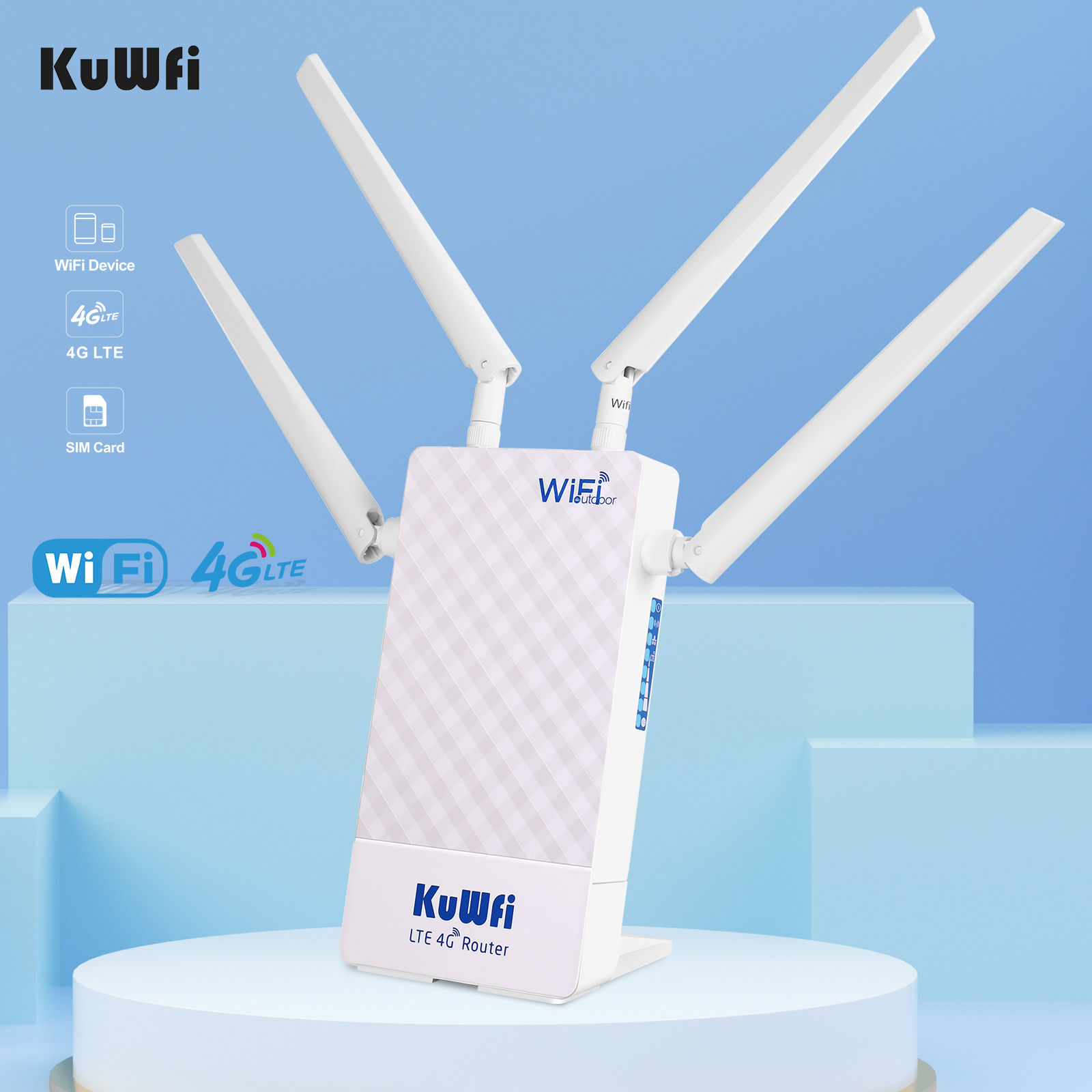 KuWFi Outdoor Router 4G LTE SIM Card Waterproof WiFi Router
