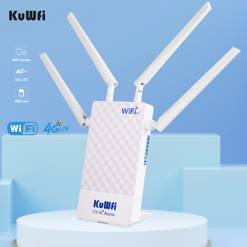 KuWFi 4G Outdoor Router 4G LTE SIM Card WiFi Router Waterproof Support Port Mapping DMZ Setting For 48V POE Switch POE Camera