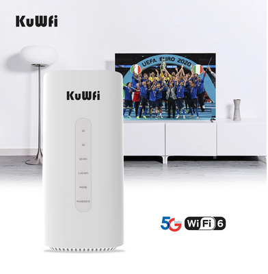 Unlocked KuWFi 5G CPE Router 5G& LTE-A Coverage 802.11ax 2.5Gbps High Rate Gigabit Wi-Fi 6 Worldwide AX3600 4G WiFi Router