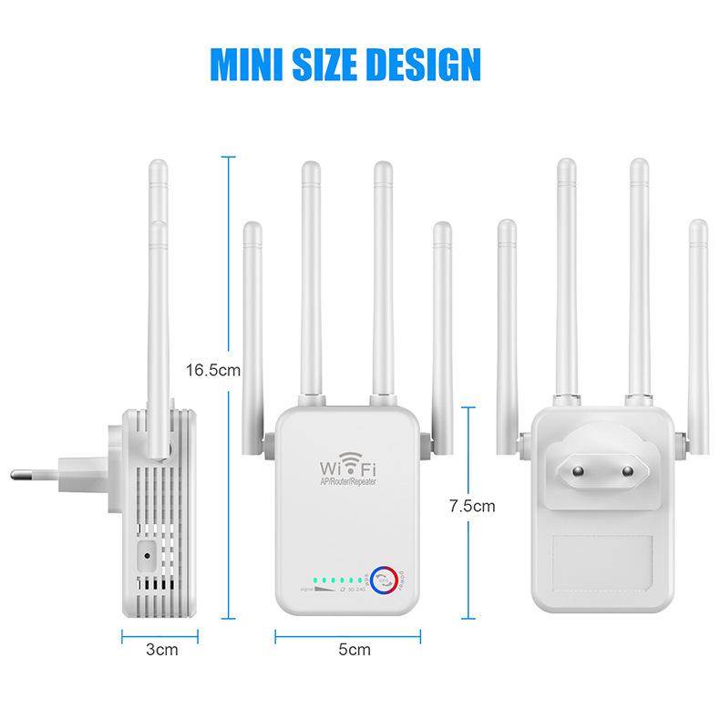 Repetidor de sinal wi-fi, 1200mbps, 300mbps, extensor de longo alcance, amplificador de sinal 2.4g, 5 ghz Repetidor de sinal wi-fi, 1200mbps, 300mbps,
