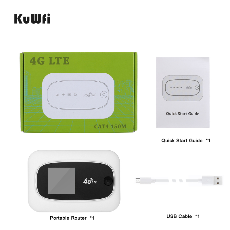 Kuwfi móvel 4g wifi roteador móvel wifi hotspot viagem roteador partn4g roteadores sim sem fio com sd e cartão sim solt