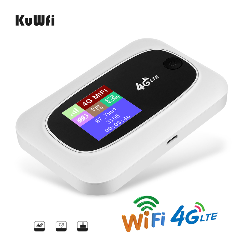 Kuwfi móvel 4g wifi roteador móvel wifi hotspot viagem roteador partn4g roteadores sim sem fio com sd e cartão sim solt