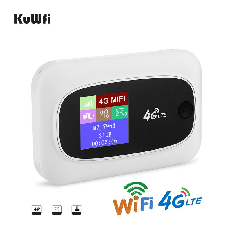 Kuwfi móvel 4g wifi roteador móvel wifi hotspot viagem roteador partn4g roteadores sim sem fio com sd e cartão sim solt
