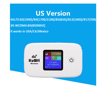 KuWFi 4G LTE Mobile WiFi Hotspot Unlocked Wireless Internet Router Devices with SIM Card Slot for Travel support 10users