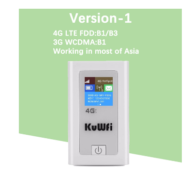 KuWFi Portable 5200mAH Power Bank 3G 4G Wireless Router 150Mbps cat4 4G Mobile WiFi Hotspot with SIM Card Slot Work with EU Asia (sim Card not Include