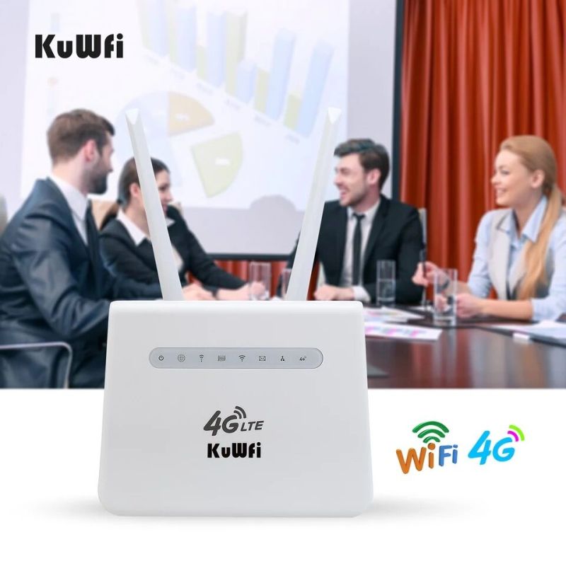 KuWFi 4G LTE Router 150Mbps 4G SIM Wifi Router Unlocked LTE CPE Mobile WiFi Wireless Router work with 32 WiFi Users