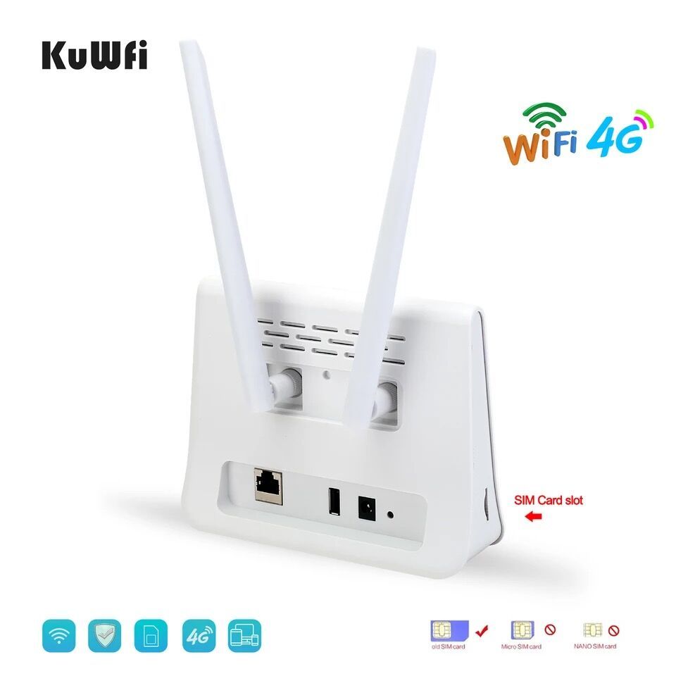 KuWFi 4G LTE Router 150Mbps 4G SIM Wifi Router Unlocked LTE CPE Mobile WiFi Wireless Router work with 32 WiFi Users