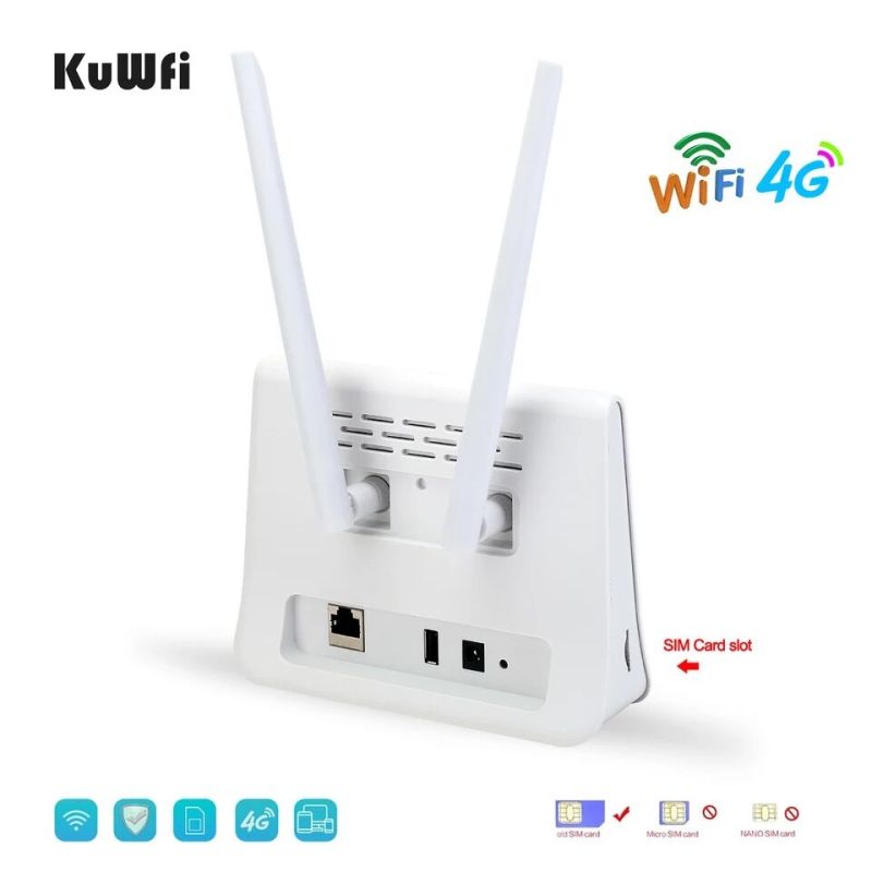 KuWFi 4G LTE Router 150Mbps 4G SIM Wifi Router Unlocked LTE CPE Mobile WiFi Wireless Router work with 32 WiFi Users