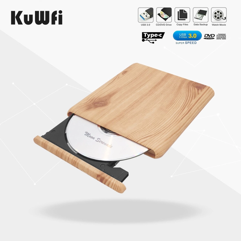 KuWFi USB 3.0 Slim Drive Burner External Computer Components DVD Recorder CD Writer Reader Player Optical Drives for Laptop PC