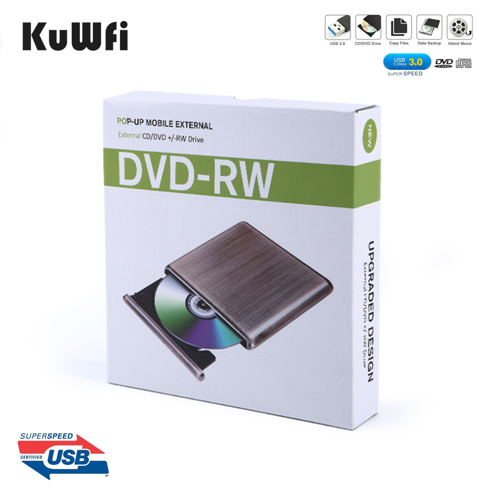 Kuwfi usb 3.0 external c-type dvd burner rw optical cd/dvd disc burner for mac os windows xp/7/8/10