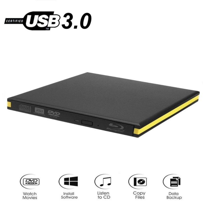 Kuwfi externo blu-ray drive usb 3.0 bluray burner BD-RE cd/dvd rw writer play 3d blu-ray disco para computador portátil