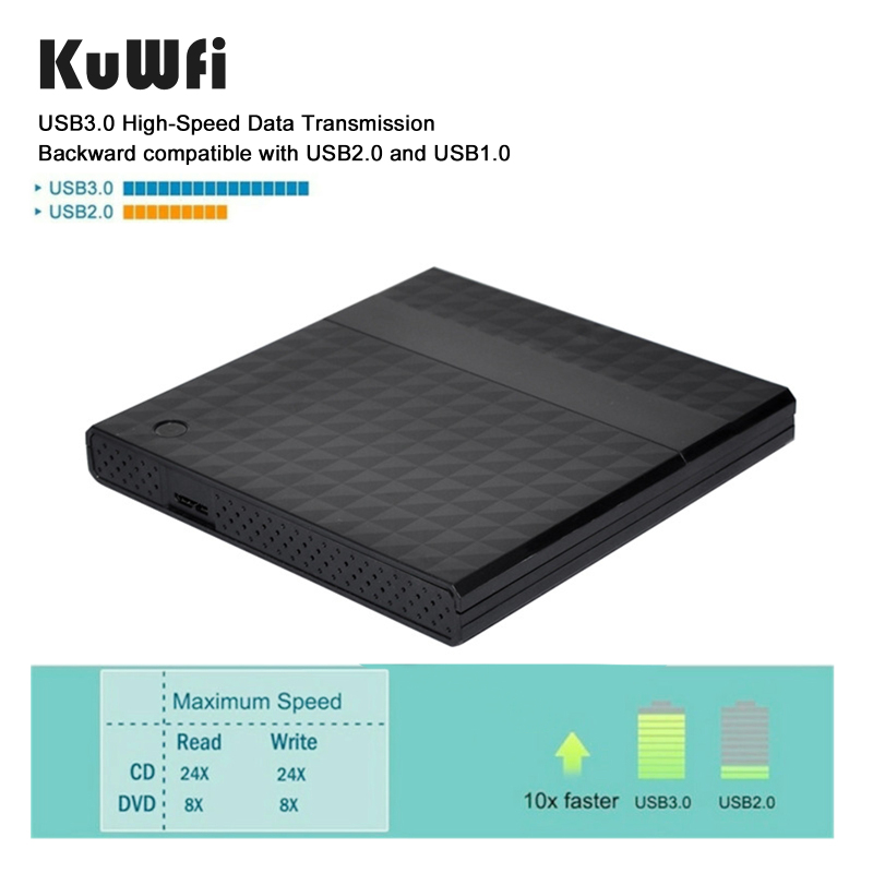 Kuwfi usb 3.0 type-c dvd external drive cd burner external burner read-write driver DVD-RW writer reader