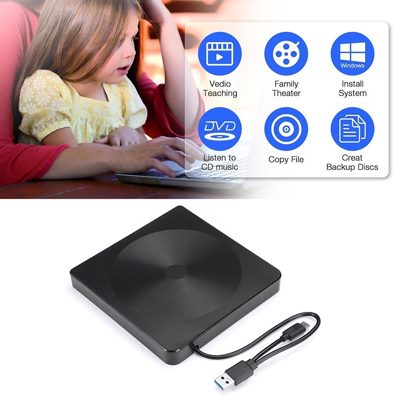 Usb 3.0 & type c external cd/dvd drive burner driver drive-free read-write external DVD-RW player burner for laptop computer
