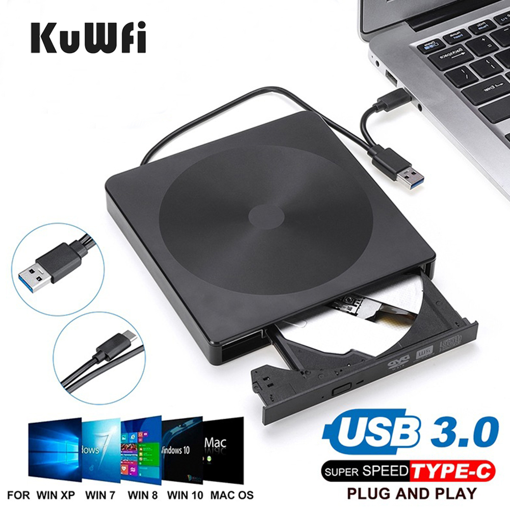 Usb 3.0 & type c external cd/dvd drive burner driver drive-free read-write external DVD-RW player burner for laptop computer