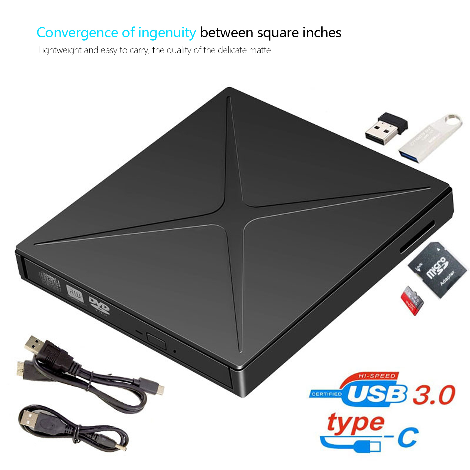Kuwfi usb3.0 external dvd drive DVD-RW cd burner reader for mac windows laptop bd/cd/dvd burner