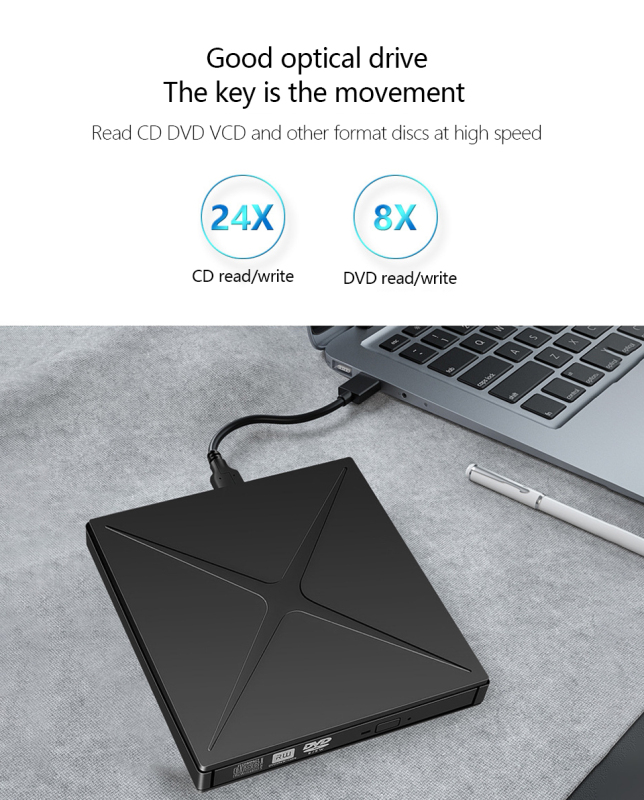 Kuwfi usb3.0 external dvd drive DVD-RW cd burner reader for mac windows laptop bd/cd/dvd burner