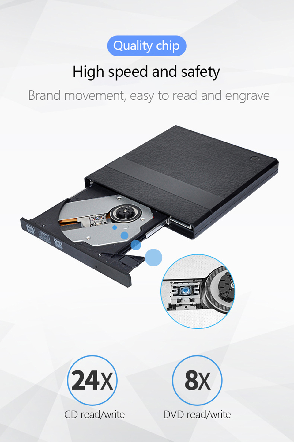 Kuwfi usb 3.0 type-c dvd external drive cd burner external burner read-write driver DVD-RW writer reader