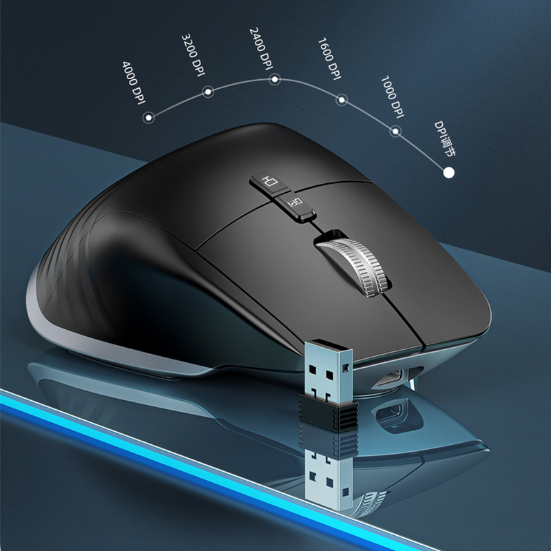 Kuwfi Wireless Rechargeable Mouse 2.4g Ergonomic Wireless Gaming Computer Mouse for Laptop Office Business Dumb 4000 dpi