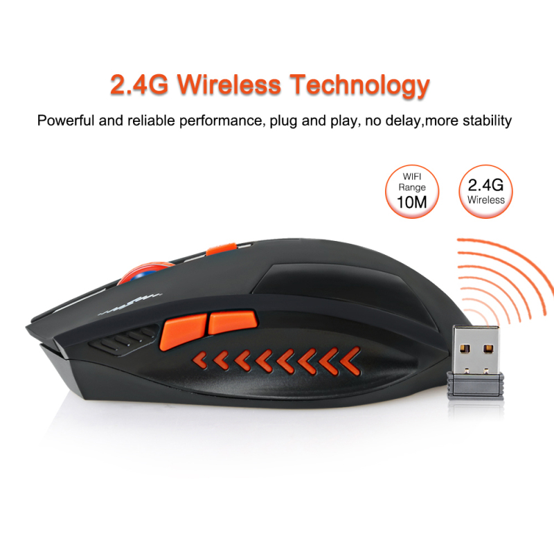 2400dpi wireless gaming mouse slient button computer mouse built-in 2.4g lithium battery optical engine mouse for pc/laptop