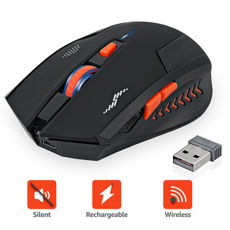 2400dpi wireless gaming mouse slient button computer mouse built-in 2.4g lithium battery optical engine mouse for pc/laptop