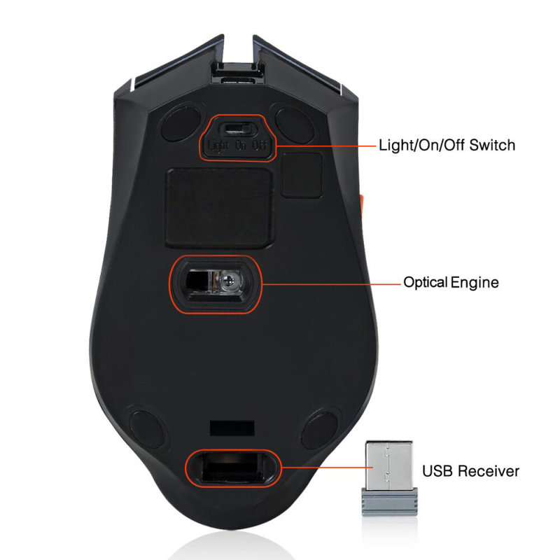 2400dpi wireless gaming mouse slient button computer mouse built-in 2.4g lithium battery optical engine mouse for pc/laptop