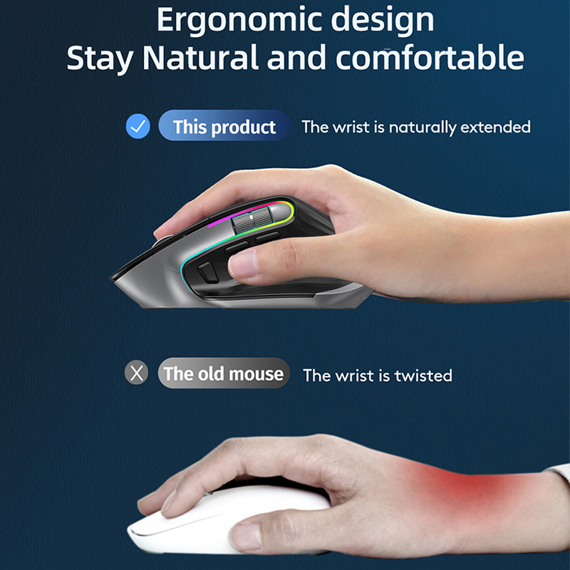Kuwfi Wireless Rechargeable Mouse 2.4g Ergonomic Wireless Gaming Computer Mouse for Laptop Office Business Dumb 4000 dpi