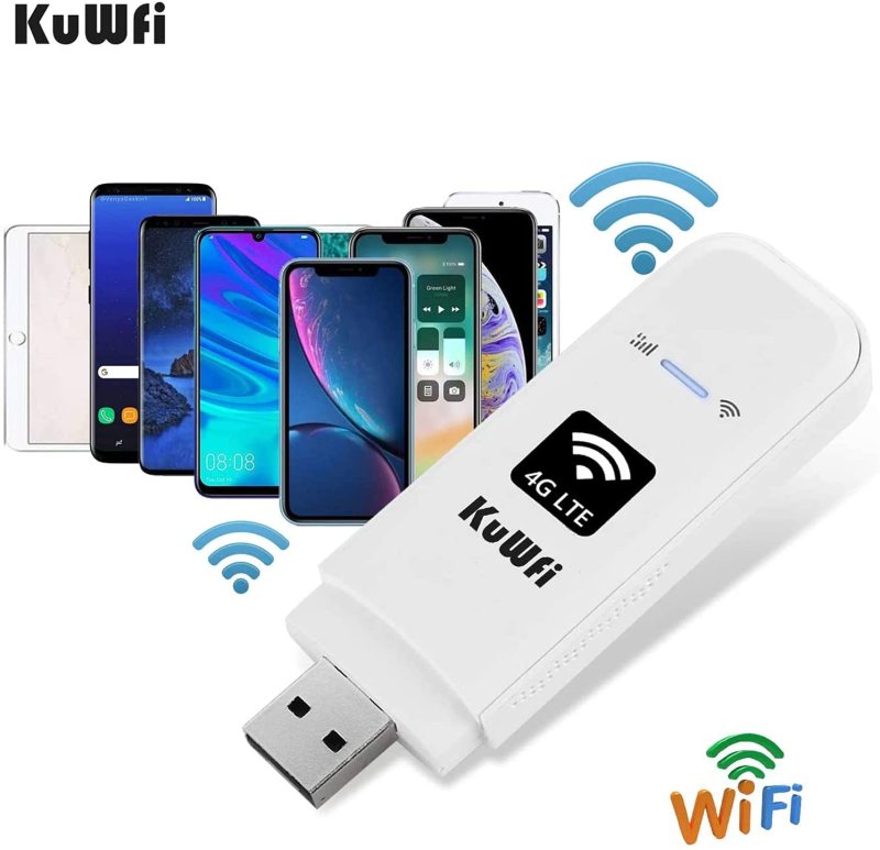 KuWFi 4G Wifi Router Dongle Unlocked 3G/4G USB Modem External Antenna Mobile Wireless Wifi Hotspot With SIM Card Slot